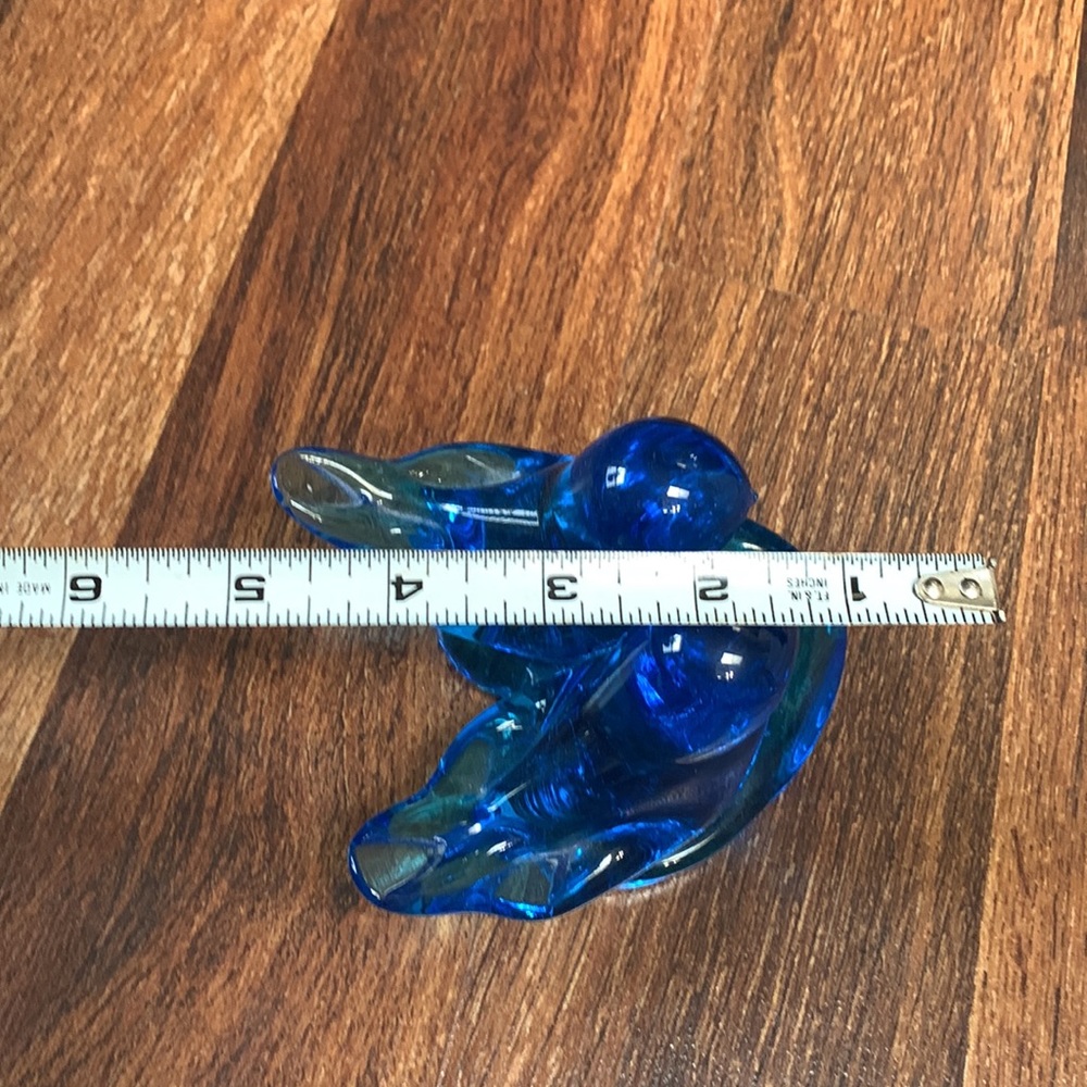 Vintage 1991 pair of blue birds of happiness fused on heart blown glass art - Picture 3 of 7